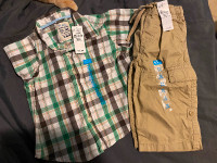 BNWT CHILDRENS PLACE BUTTON UP SHIRT&CARGO PANTS 12 MONTHS