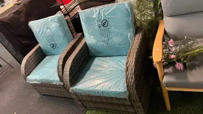 2 Pieces rattan wicker recliner chairs with cushions , View more