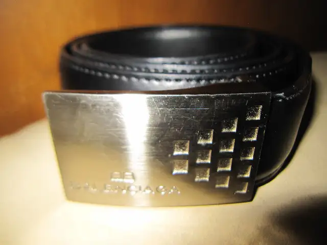 Balenciaga Black Leather Dress Belt And Buckle Made  Italy Mens63347539980803122
