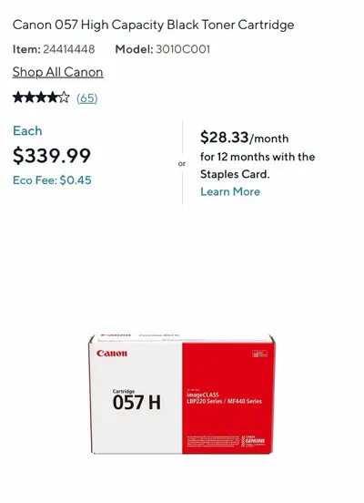 Canon 057H Toner Cartridge, View more