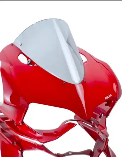 Ducati Factory original clear windshields also aftermarket stock height raised double bubble light s...