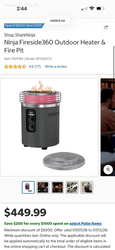 Brand New Ninja Fireside360 Outdoor Heater &Fire Pit, View more