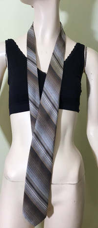 Beaujolais Brown/Beige Striped Wide Frame Tie-1970s'-Vintage