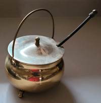 Vintage Brass Fire Starter Smudge Pot Cauldron with Pumice Wand