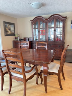 Vintage large dining table and chairs, View more