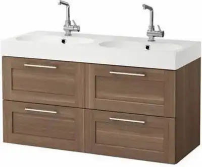 SEALED BOX Ikea double vanity, mural vanity AND sink, View more
