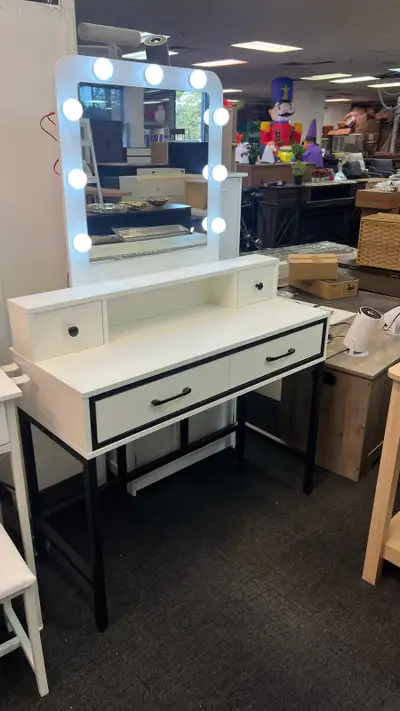Beautiful 39" Makeup Vanity Desk  Lighted Mirror, Wood Metal, View more