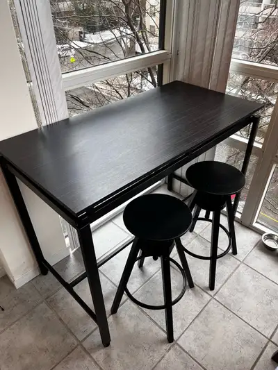 Kitchen Island + 2 IKEA DALFRED Bar Stools  – Good Condition, View more