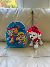 Paw patrol pack, pack, and stuffy