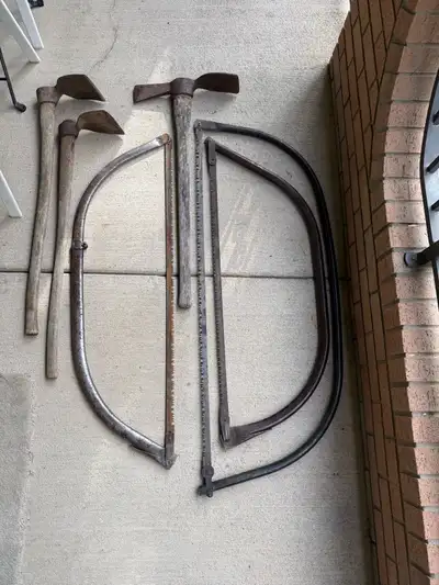 Saws, grub hoe garden landscaping/ firefighting tools, mattock tool. $75 cash for all. Saskatoon.