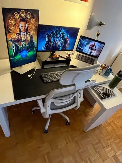 IKEA MALM White Desk with Pull-Out Panel / L-Shaped Desk, View more