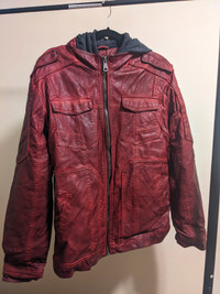 Red PU Leather Jacket - L