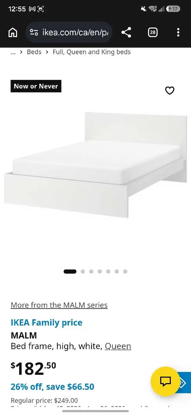 IKEA MALM Queen Bed Frame + 4 drawers – White-Stained Oak – $150