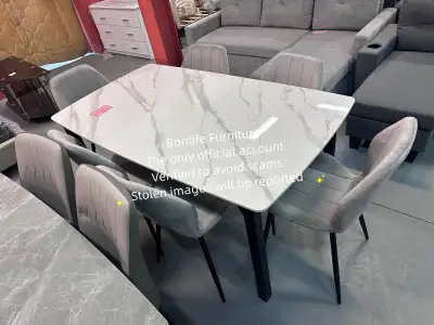 7pc marble stone  dining set on sale , View more