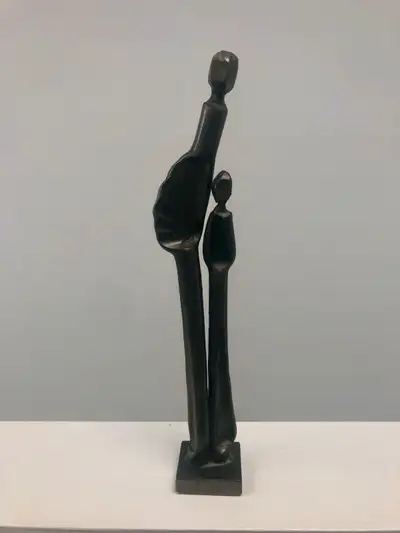 Hand forged “Mother and Child” steel sculpture by Canadian artist Boris Kramer. Signed Kramer on bas...