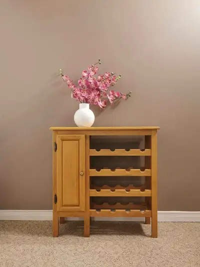 Solid Wood Bar Table Wine Rack (orchids sold), View more