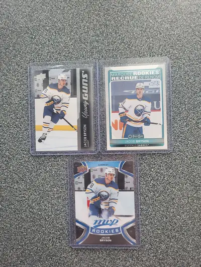 3 cartes de Buffalo Sabres Jacob Bryson varied cards, View more