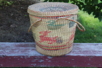 Vintage Large Lidded Basket With Handles