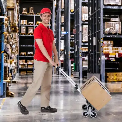 6-Wheels Stair Climber Trolley Cart Hand Truck and Dolly Foldable Steel Load Cart, 154lbs Capacity •...