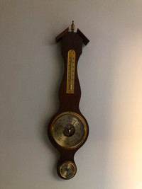 Vintage Solar Banjo Style Wood Cased Weather Station Barometer