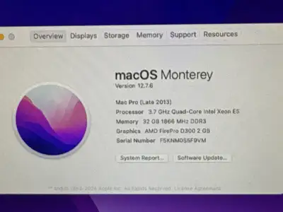 Late 2013 Mac Pro Quad-Core Intel 32 Gb ram 250 GB SSD, View more
