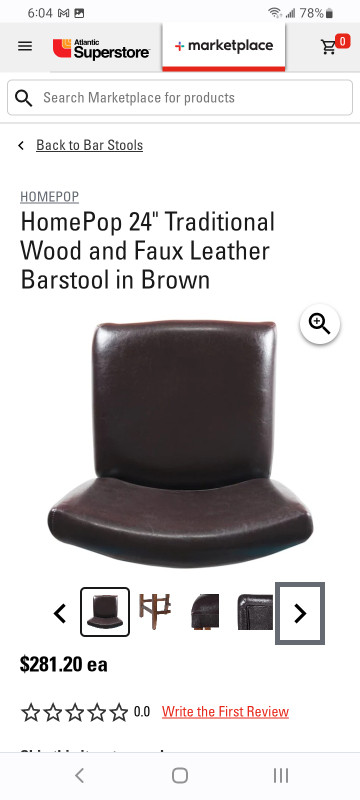 HomePop 24" Traditional Wood bar stool. Brand new in box. in Chairs & Recliners in City of Halifax - Image 4