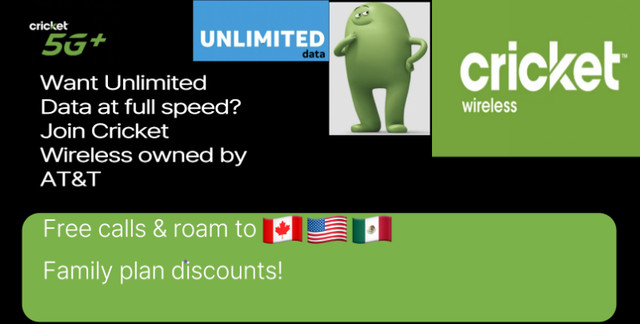 Unlimited Data Plan (Cricket Wireless) in Cell Phone Services in City of Toronto
