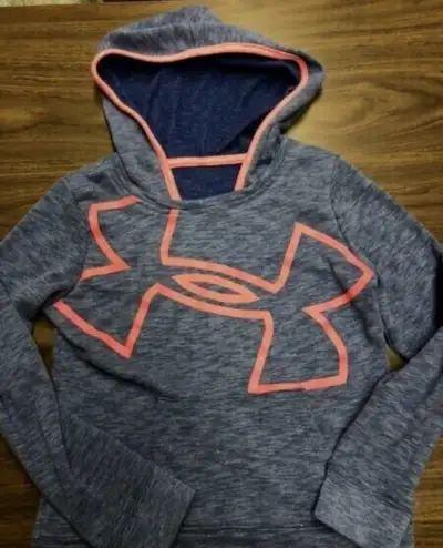Under Armour Girls Hoodie Purple and Pink lettering, View more