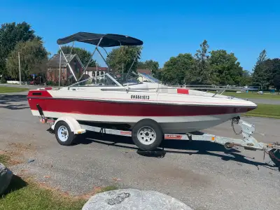 19’ Wellcraft Bowrider with 6 cylinder inboard engine and OMC outdrive. Shorelandr trailer with new...