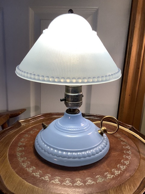 Art Deco Antique Blue Glass Table Lamp in Indoor Lighting & Fans in Belleville