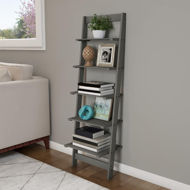 Lavish Home 5-Tier Ladder Bookshelf- Leaning Decorative Shelves in Other in Sarnia