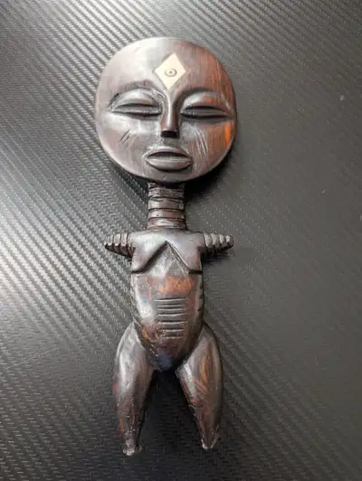 Vintage Ebony African Akua Ba Fertility Doll w/Mother of Pearl I, View more