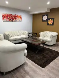 A furnished  room in the basement