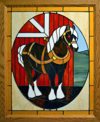 Handmade stained glass with precision,Clydesdale,Farm Horse