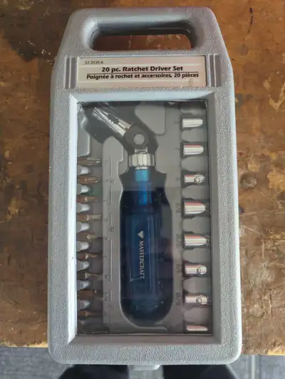 This Mastercraft 20-piece ratchet driver set is in used condition and ready for your next project. T...