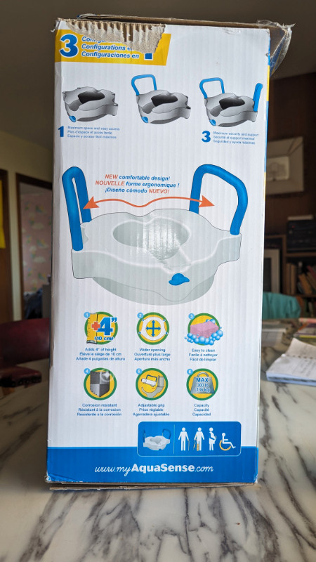 AquaSense Raised Toilet Seat in Health & Special Needs in Lethbridge - Image 2
