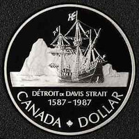1587-1987 CANADA DOLLAR SILVER PROOF  DETROIT DE DAVIS STRAIT