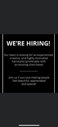 Licensed Hairstylist Wanted 
