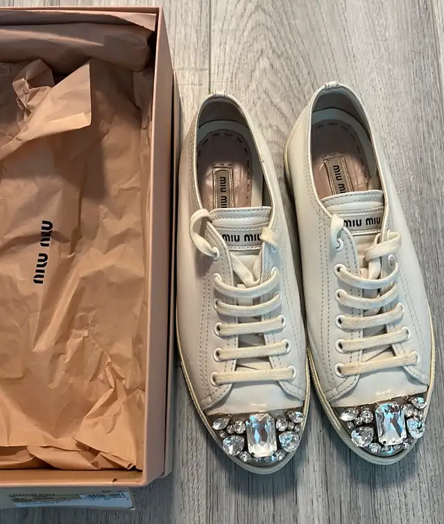 Miu Miu Crystal White Sneaker628637282022421217