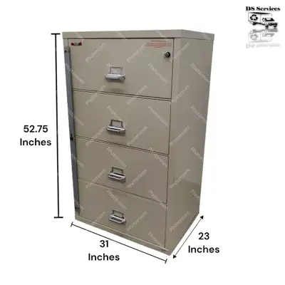 FireKing 4-drawer fireproof filing cabinet designed for secure storage of legal and letter size docu...