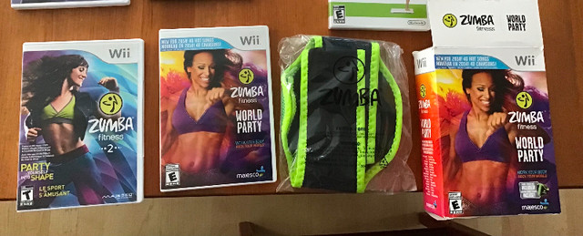 Wii Zumba fitness World party+fitness 2, ceinture neuve dans Nintendo Wii  à Laval/Rive Nord