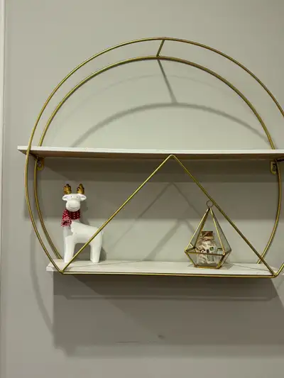 golden geometric wall shelf, View more