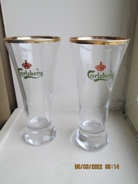 Pair of 7 inch Carlsberg Beer Glasses