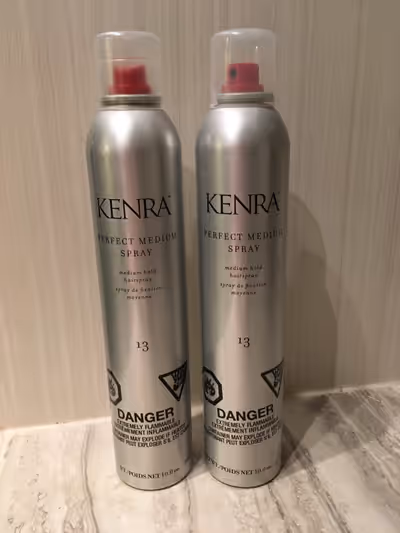 Kenra haircare lot. 2pcs. Includes two cans of perfect medium 13 hairspray 10oz. One is new sealed,...