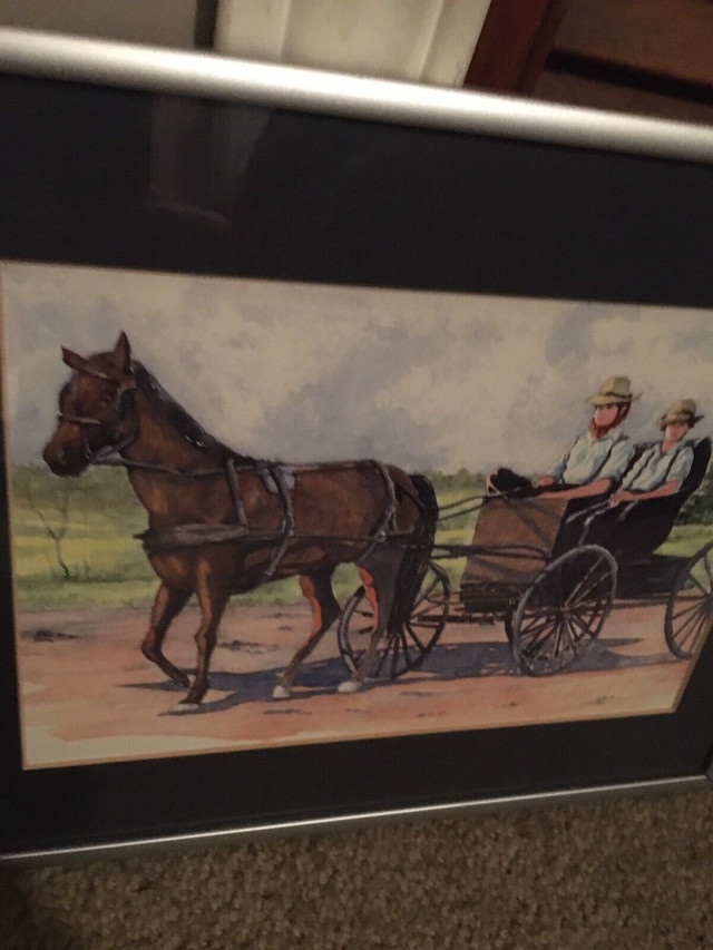 Horse and buggy watercolour  in Arts & Collectibles in Ottawa - Image 2