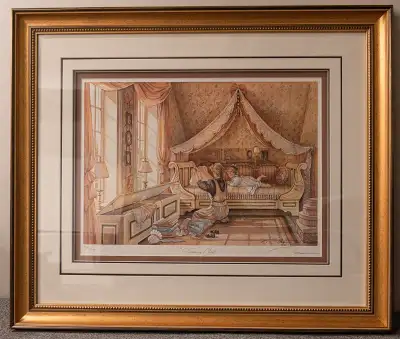 This is a beautiful professionally framed print, shadow boxed with multiple colour coordinated mats....