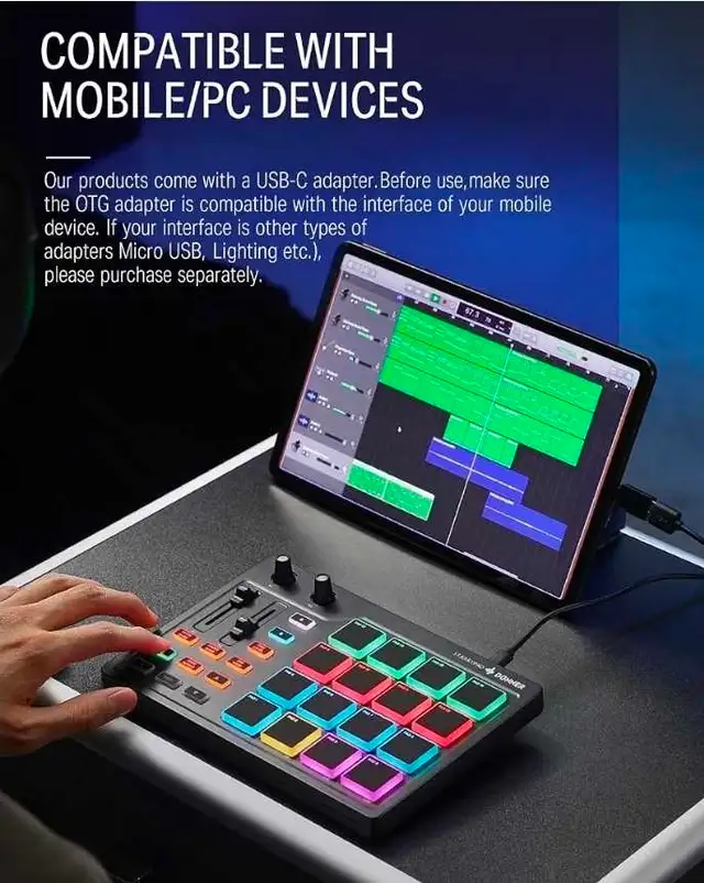 Donner MIDI Pad Beat Maker with 16 Beat Pads, 2 Assignable Fader in Performance & DJ Equipment in City of Toronto - Image 10