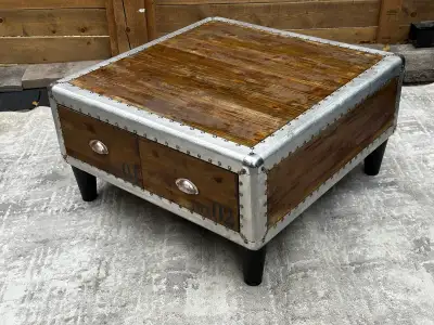 Industrial Wood & Metal Coffee Table, View more