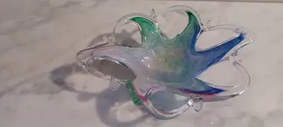 Vintage Murano Art Glass Multi-Colored Star Shape Candy Dish, View more