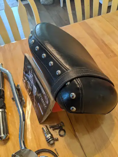 Free or BO. Pilon seat w/studs [like new, no tears] and all parts in pics below. Small engine guards...